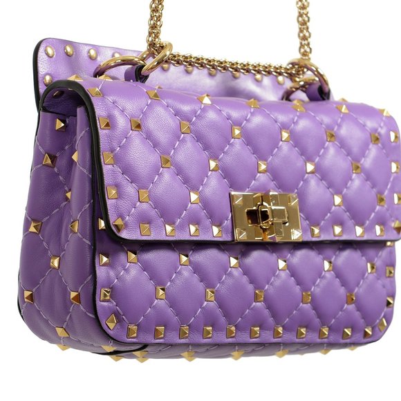 Valentino Garavani Purple Wisteria Rockstud Small Bag light Gold Hardware - Picture 3 of 16